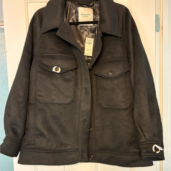 Abercrombie & Fitch Black Utility Jacket Wool Blend New with Tags - Picture 7 of 10